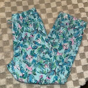 Blue and Pink Tropical Pajama Pants